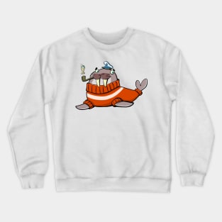 walrus dressed in the style of a North Sea captain in a thick sweater Crewneck Sweatshirt